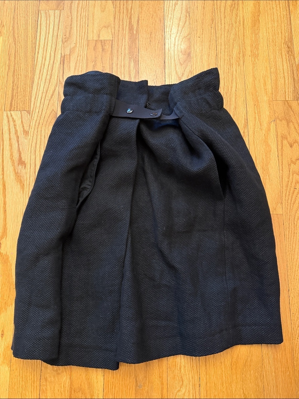 Isabel Marant FR 42 US 10Paper Bag Skirt Black Textured A-Line linen cotton VGUC